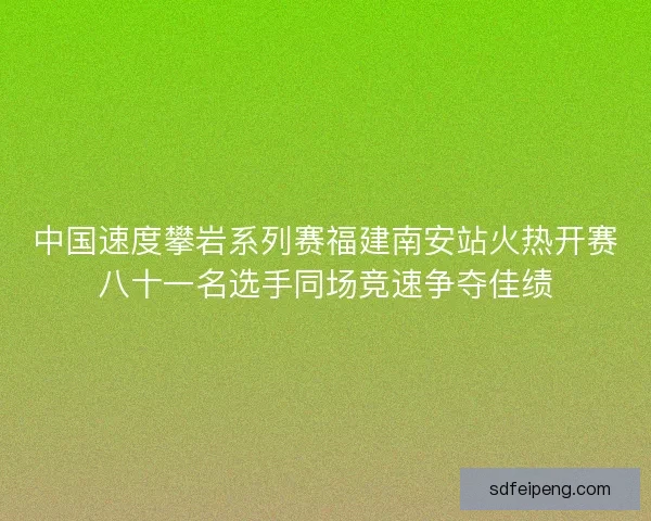 中国速度攀岩系列赛福建南安站火热开赛八十一名选手同场竞速争夺佳绩